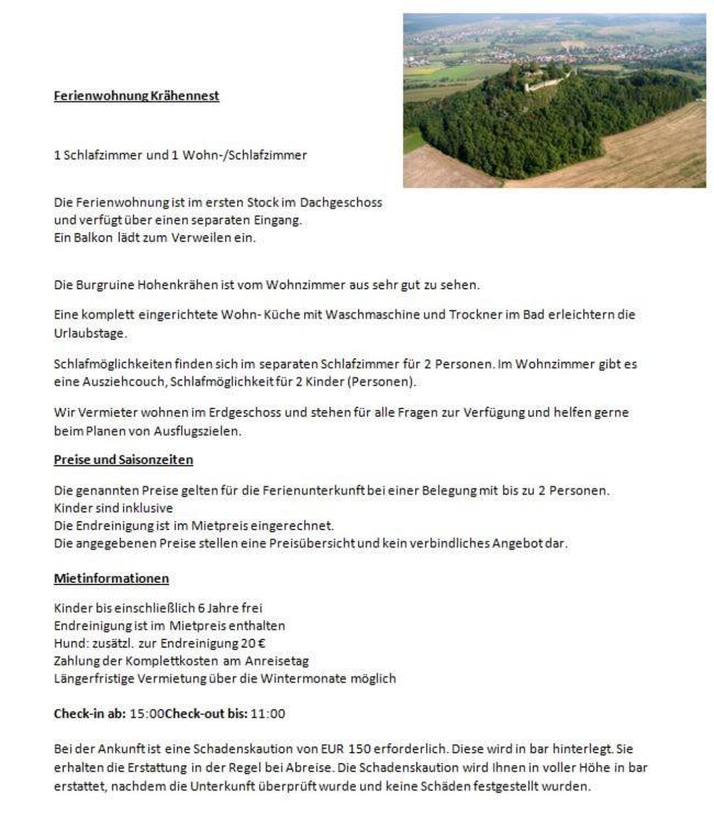 Ferienwohnung Kraehennest In Den Hegaubergen - Naehe Bodensee Muhlhausen-Ehingen Extérieur photo